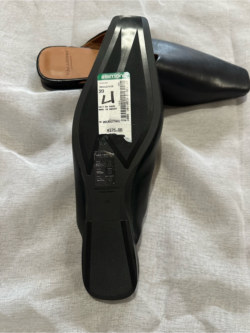 Vagabond Black Leather Square-Toe Slip Mules - Picture 4 of 4